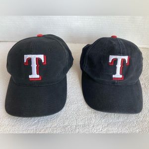 2 Black Texas Rangers Baseball Snapback Hats